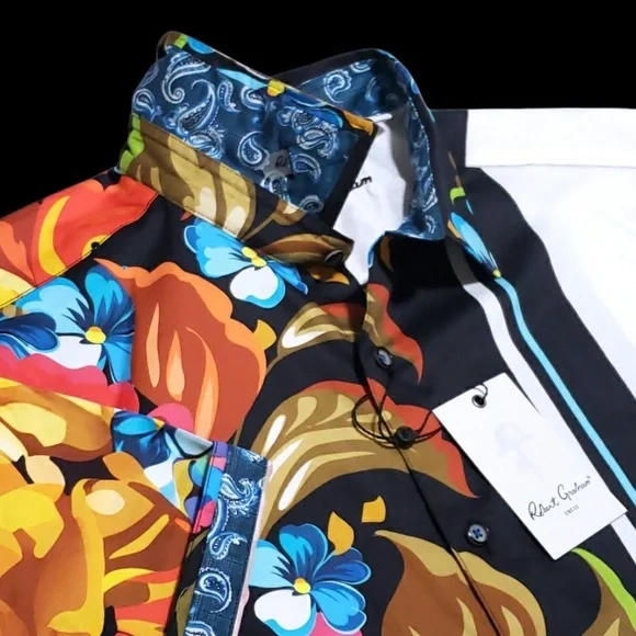 NEW Robert Graham Floral Vibrant XL Classic Fit Short Sleeve Sport Shirt